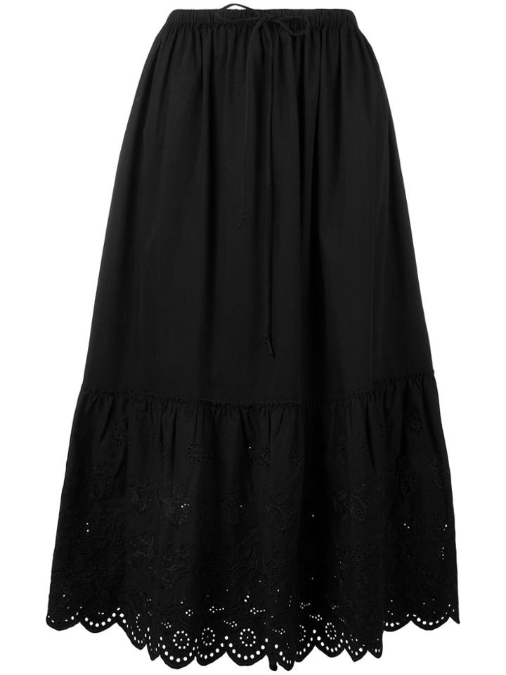 Mcq Alexander Mcqueen Embroidered Flared Midi Skirt - Black