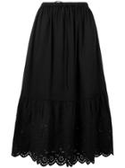 Mcq Alexander Mcqueen Embroidered Flared Midi Skirt - Black