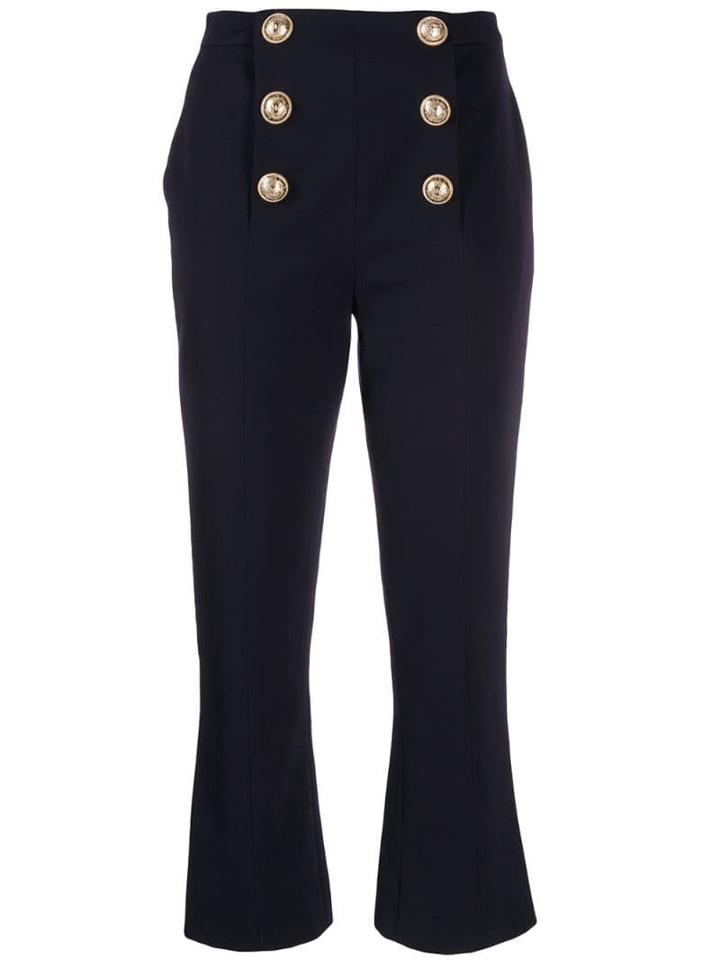 Balmain Cropped Flared Trousers - Blue