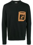 Fendi Contrasting Pocket Sweatshirt - Black