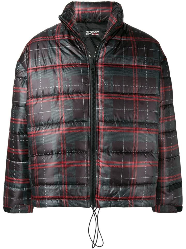 Represent Tartan Padded Jacket - Black