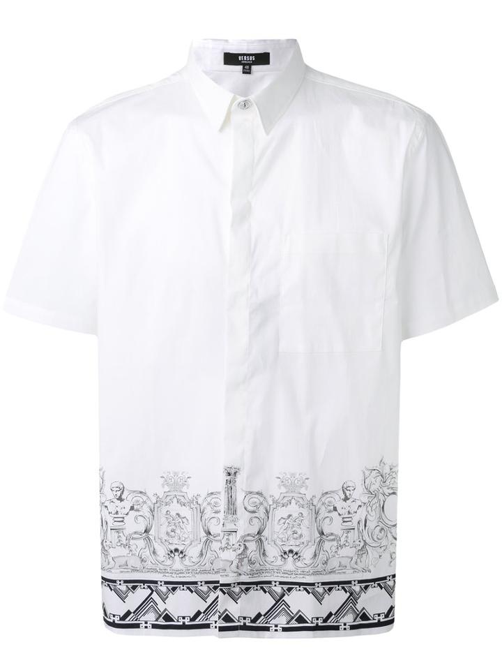 Versus Printed Hem Shirt, Men's, Size: 50, White, Cotton/spandex/elastane