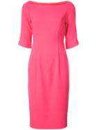 Black Halo Slash Neck Midi Dress - Pink & Purple