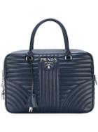 Prada Quilted Logo Tote Bag - Blue