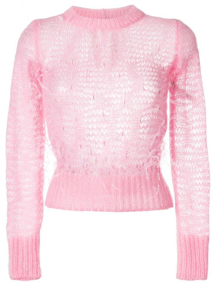 Nº21 Open Knit Feather Sweater - Pink