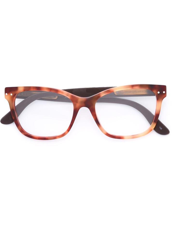Bottega Veneta Square Frame Glasses, Brown, Acetate/rubber