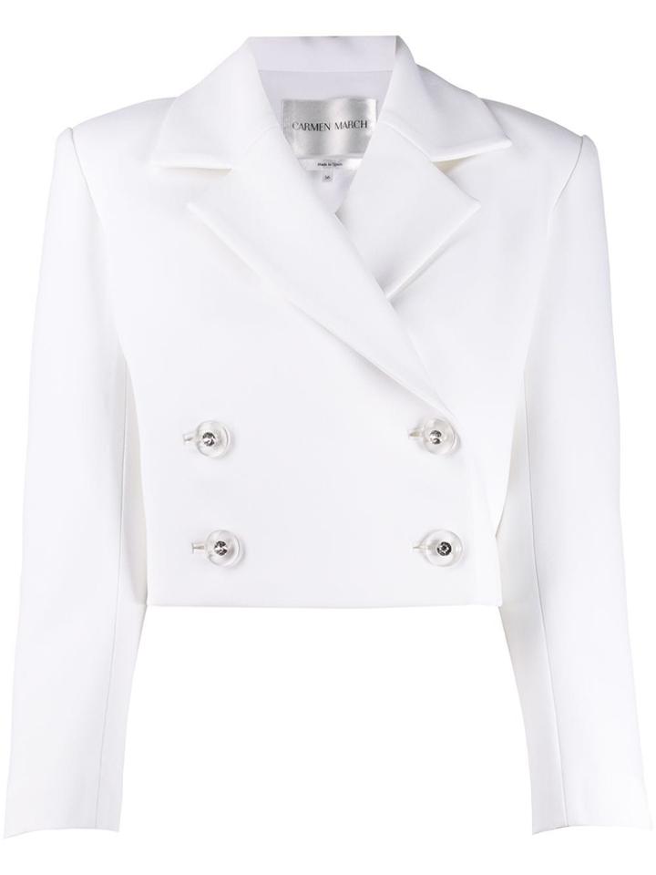 Carmen March Cropped Double-breasted Jacket - White