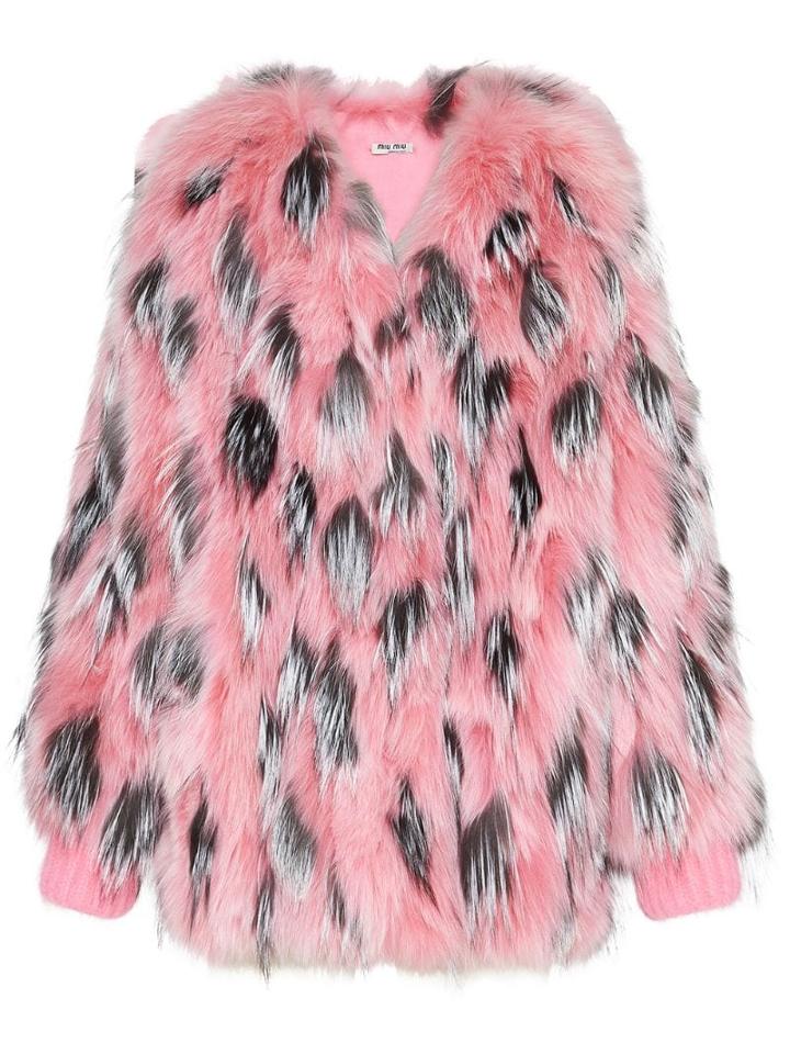 Miu Miu Fox Fur Spotted Jacket - Pink