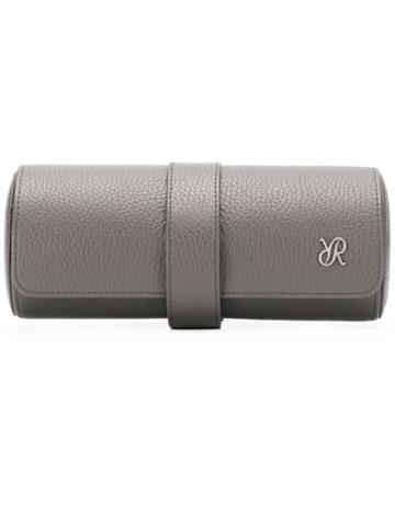 Rapport Three Watch Roll In Grey Leather.