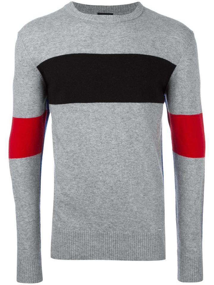 Diesel Colour Block Ribbed Trim Sweatshirt, Men's, Size: Xxl, Grey, Nylon/rayon/wool/silk