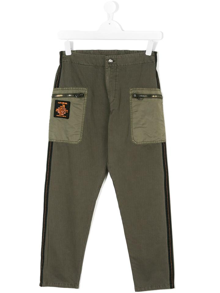 Diesel Kids Zip Detail Trousers - Green