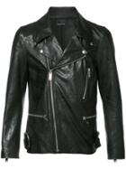 Christian Dada Zip Up Biker Jacket, Men's, Size: 48, Black, Sheep Skin/shearling/cupro