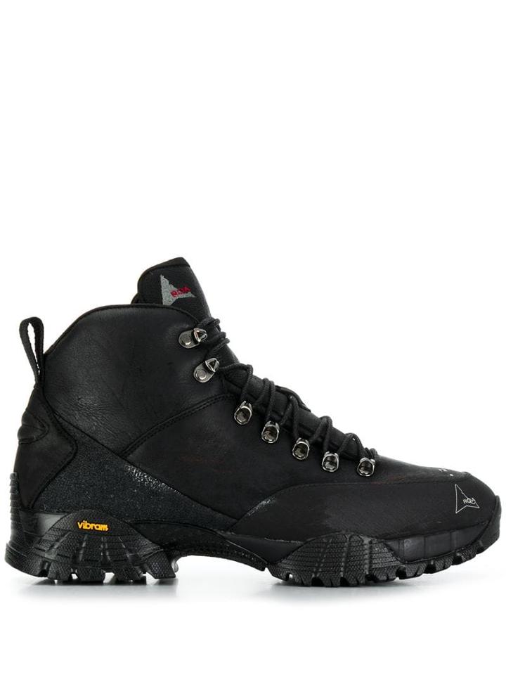 Roa Leather Lace-up Boots - Black