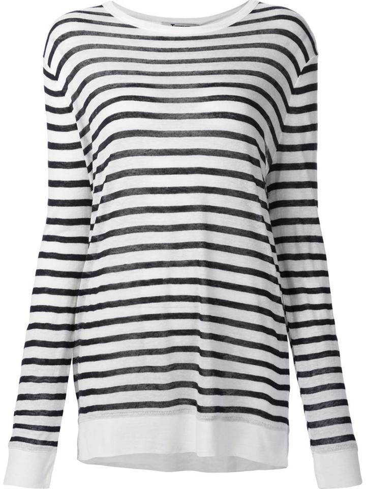 T By Alexander Wang Striped Longsleeved T-shirt, Women's, Size: Small, Blue, Linen/flax/rayon