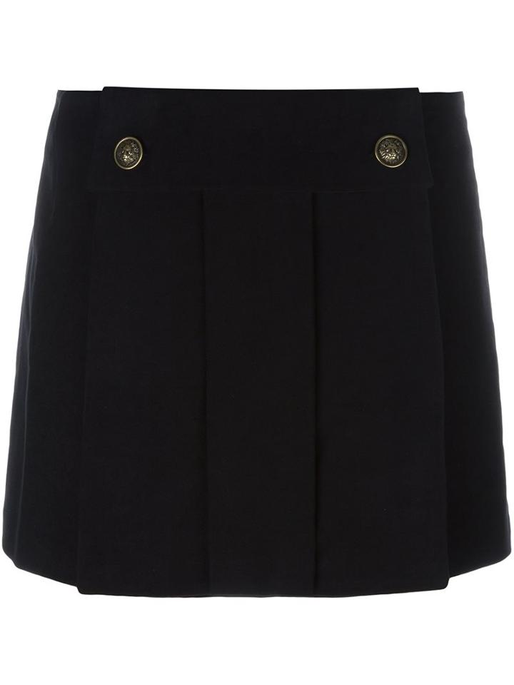 Versus Pleated Mini Skirt, Women's, Size: 38, Black, Cotton/polyester/spandex/elastane/viscose