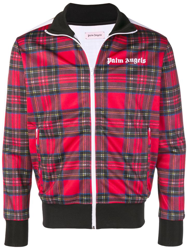 Palm Angels Tartan Zipped Bomber Jacket - Red