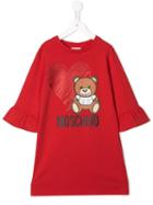 Moschino Kids Teen Heart Bear A-line Dress - Red