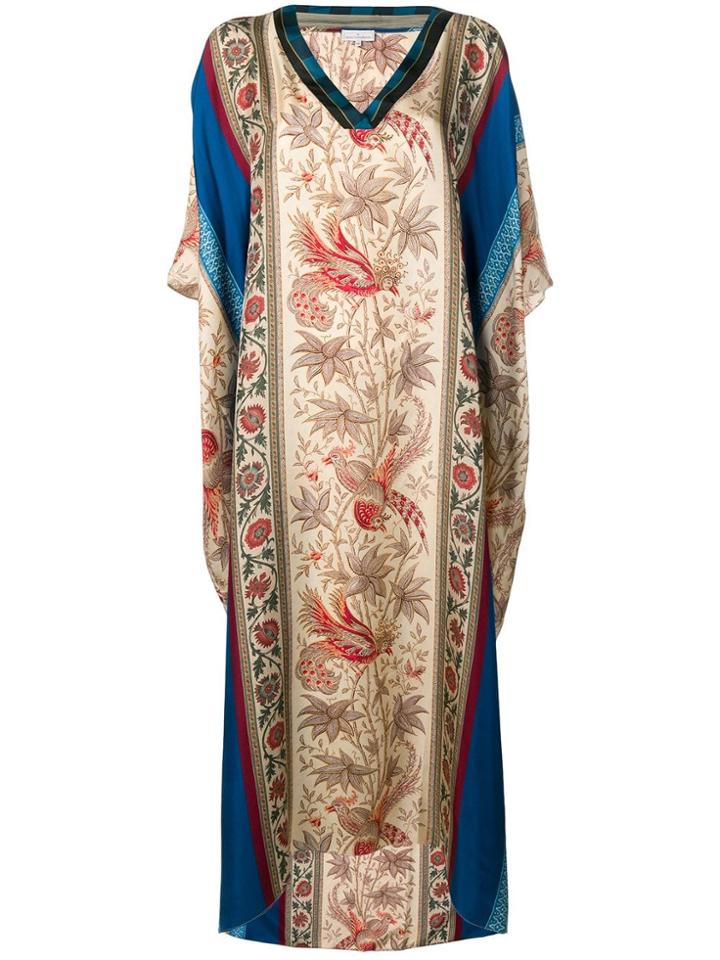 Pierre-louis Mascia Floral Flared Maxi Dress - Neutrals