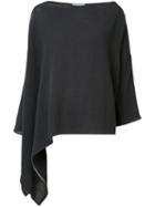 Dusan Asymmetric Poncho Top, Black, Linen/flax