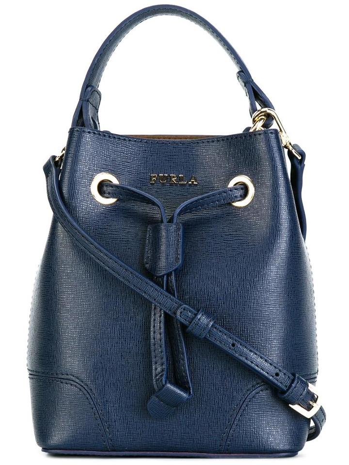 Furla Mini Drawstring Bucket Tote, Women's, Blue, Leather
