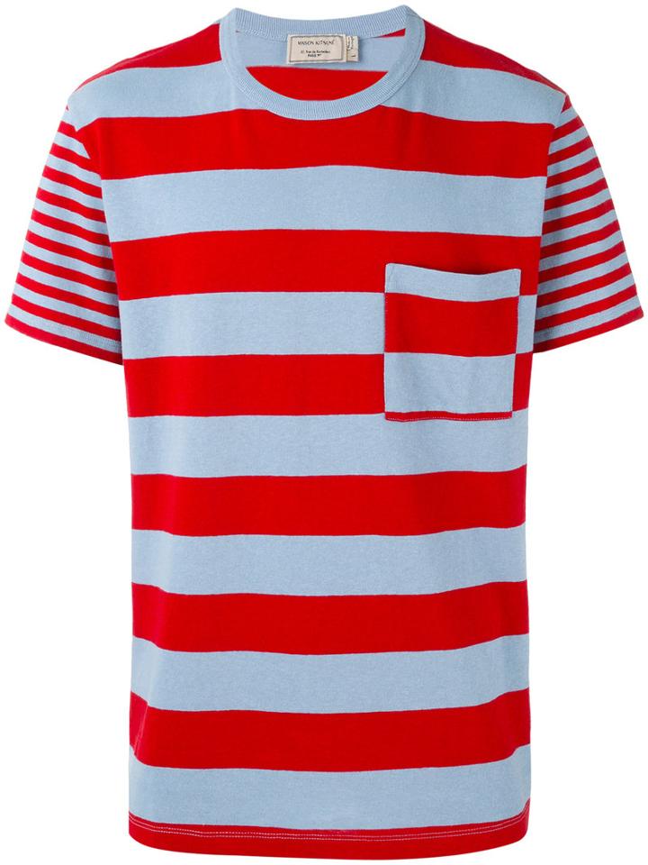 Maison Kitsuné - Striped T-shirt - Men - Cotton/linen/flax - Xs, Blue, Cotton/linen/flax