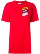 Au Jour Le Jour Oversized Logo Patch T-shirt, Women's, Size: 40, Red, Cotton/polyester