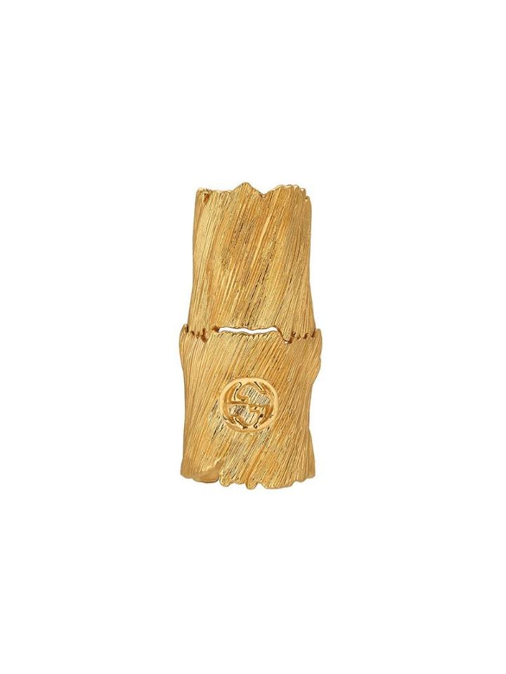 Gucci Textured Metal Finger Ring With Interlocking G - Gold