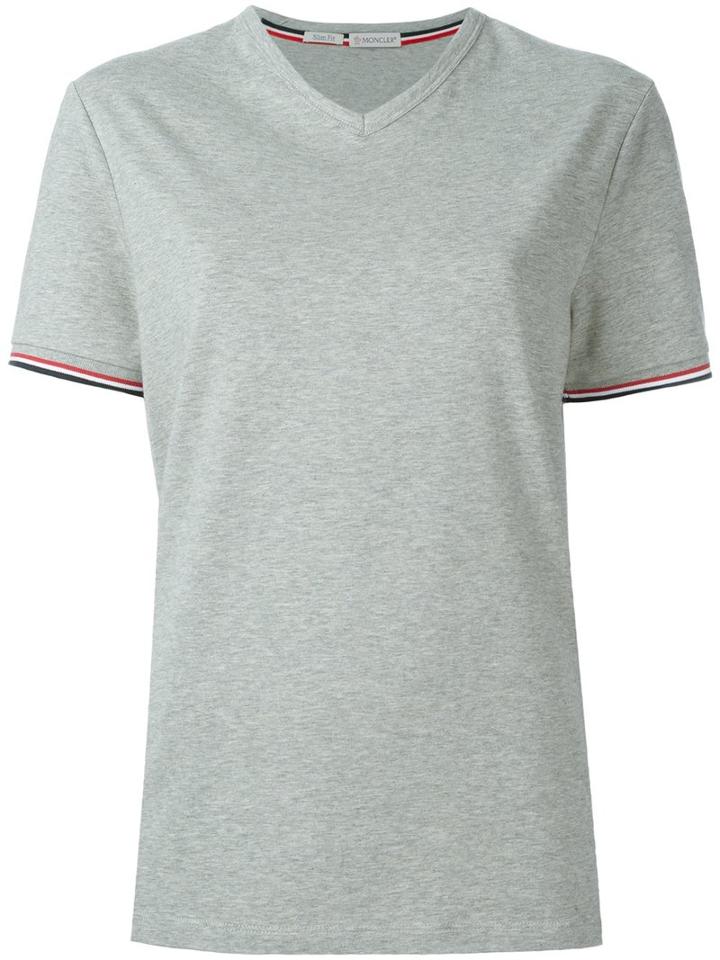 Moncler Classic V-neck T-shirt, Women's, Size: Small, Grey, Cotton/spandex/elastane