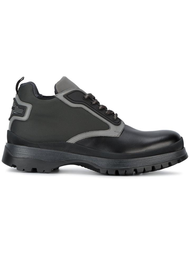 Prada Mesh And Leather Boots - Black