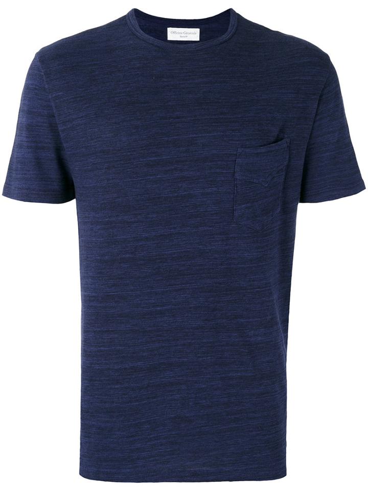 Officine Generale Front Pocket T-shirt, Men's, Size: Xl, Blue, Cotton