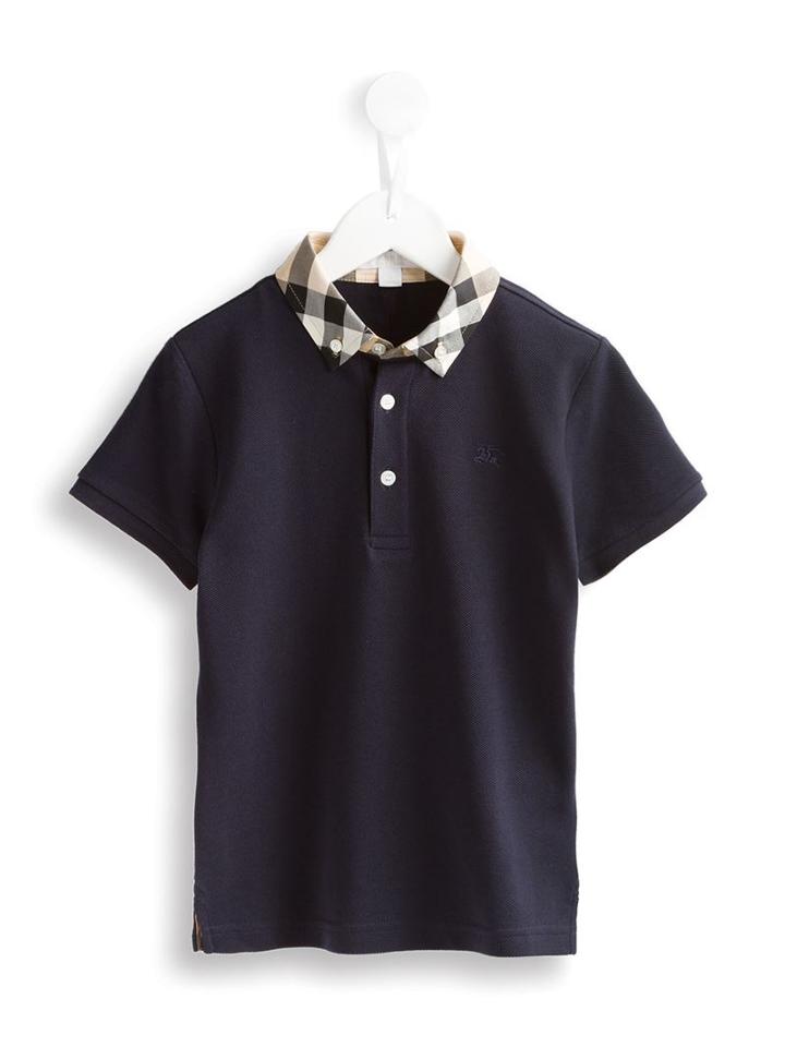 Burberry Kids Checked Collar Polo Shirt, Boy's, Size: 6 Yrs, Blue