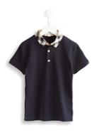 Burberry Kids Checked Collar Polo Shirt, Boy's, Size: 6 Yrs, Blue