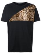 Roar Textured Leopard Print Panel T-shirt, Men's, Size: Iii, Black, Cotton
