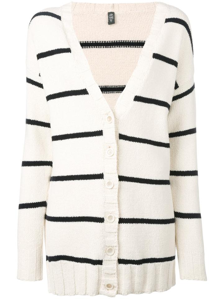 Eleventy - Striped Cardigan - Women - Cotton/polyamide - M, Women's, Nude/neutrals, Cotton/polyamide