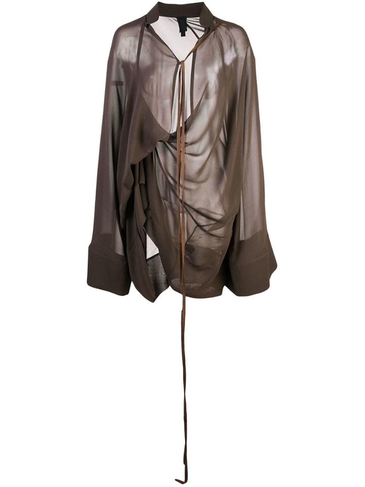 Vera Wang Draped Kimono Top - Brown