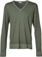 Tomas Maier V-neck Jumper, Men's, Size: Large, Green, Wool