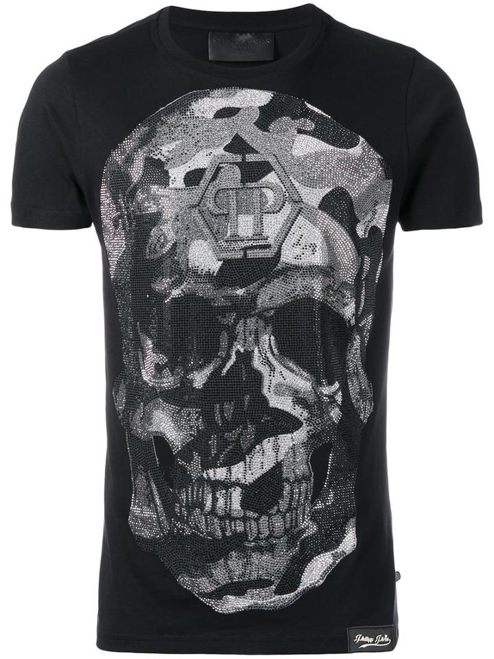 Philipp Plein Routine T-shirt, Men's, Size: Large, Black, Cotton/crystal
