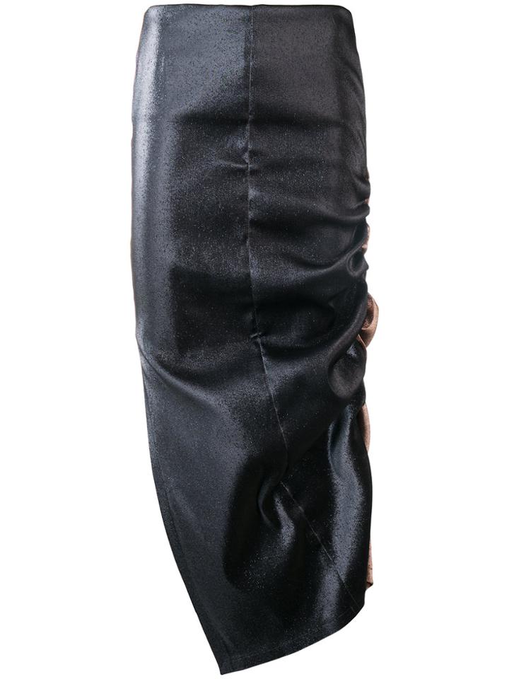 Paula Knorr Colour Block Lamé Draped Skirt - Blue