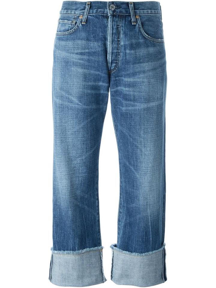 Citizens Of Humanity Turn-up Hem Cropped Jeans, Women's, Size: 25, Blue, Cotton/rayon