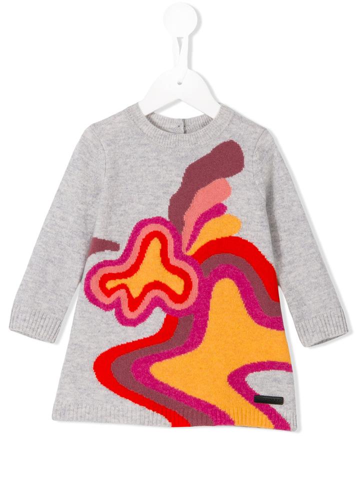 Burberry Kids Patterned Knitted Dress, Infant Girl's, Size: 9 Mth, Grey