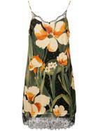 Twin-set Floral Print Slip Dress - Black