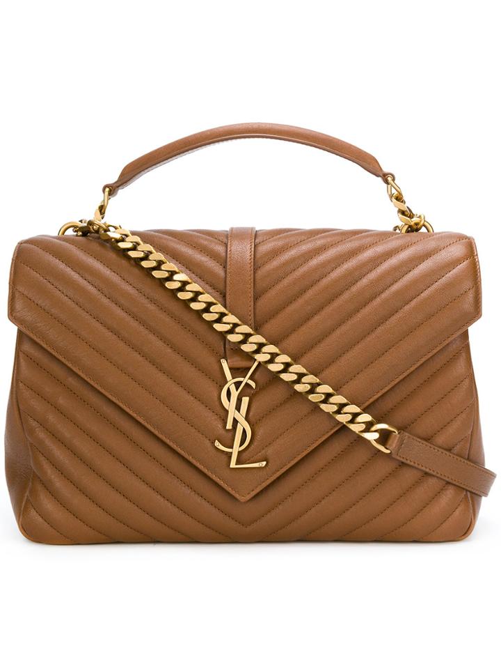 Saint Laurent Large Collège Bag - Brown