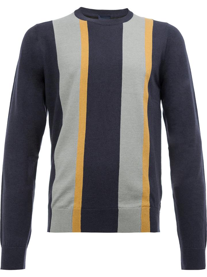 Lanvin Striped Print Jumper, Men's, Size: Small, Blue, Cotton/merino