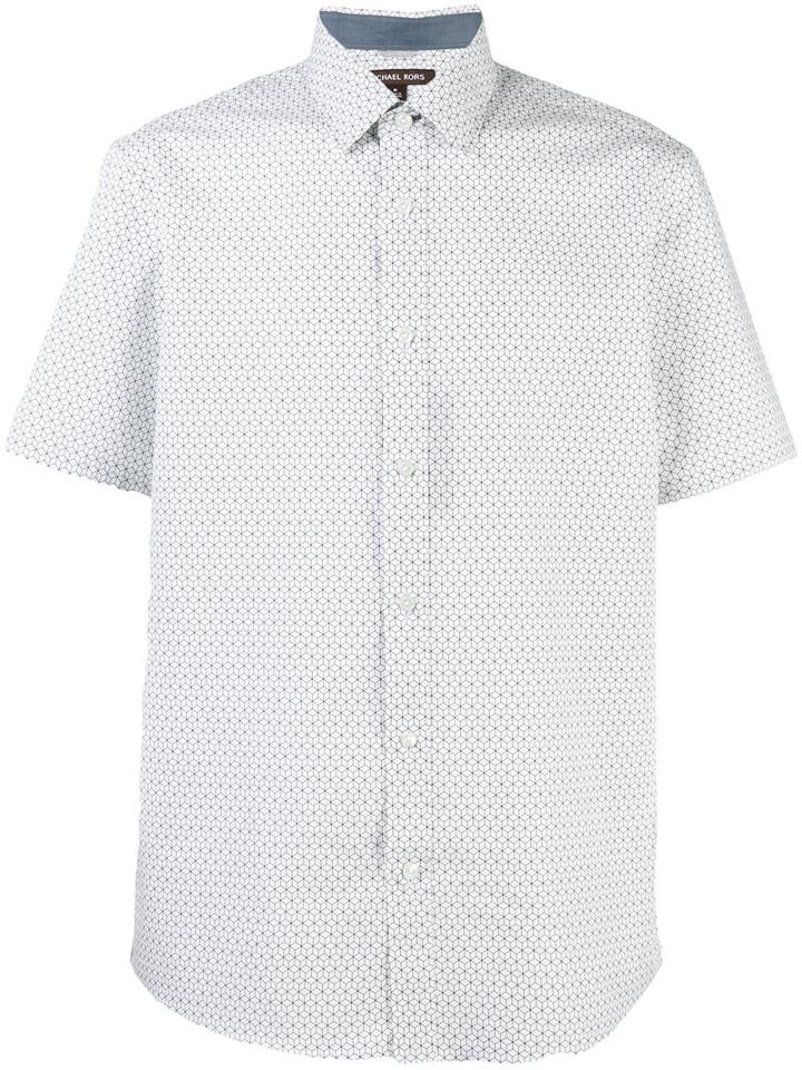 Michael Michael Kors Geometric Print Shirt, Men's, Size: Medium, White, Cotton