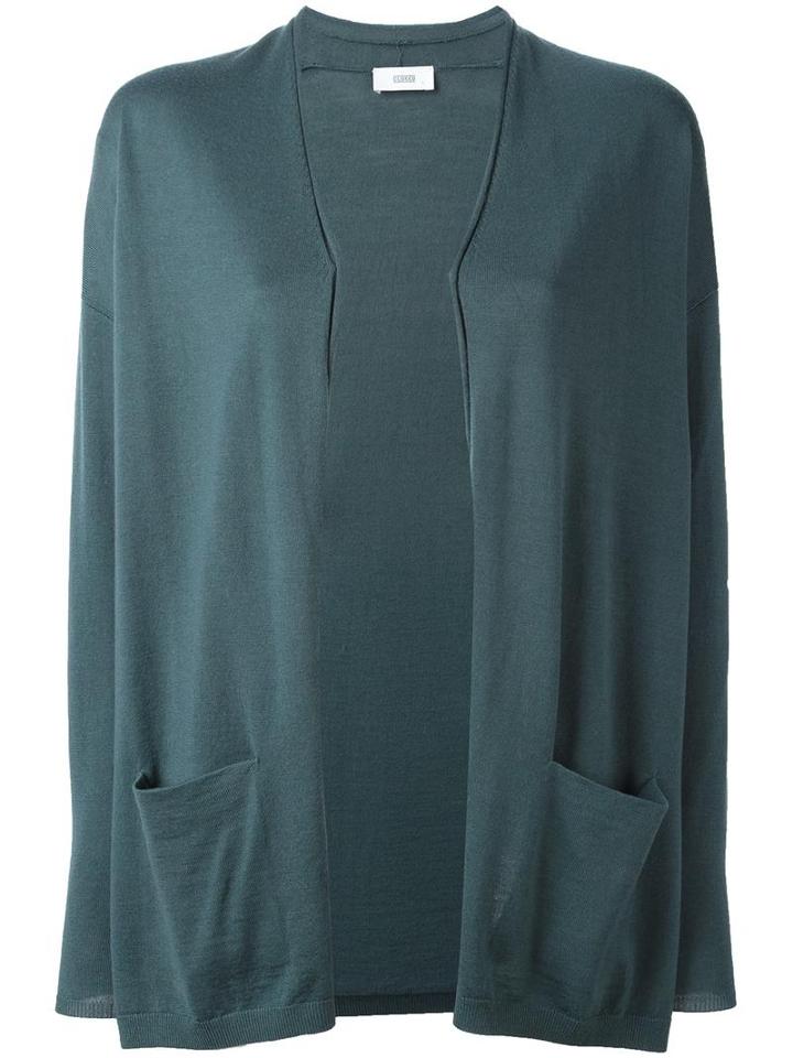 Closed Open Front Cardigan, Women's, Size: Medium, Green, Wool