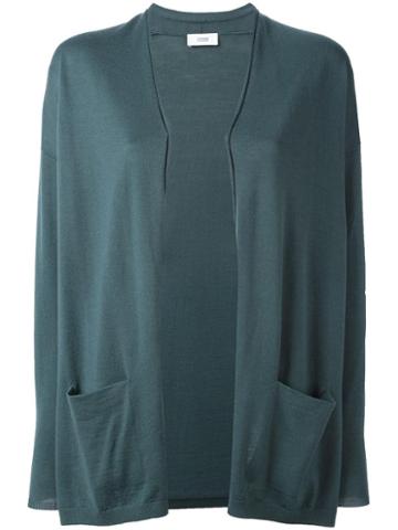 Closed Open Front Cardigan, Women's, Size: Medium, Green, Wool