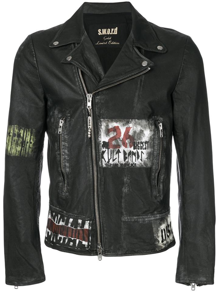 S.w.o.r.d 6.6.44 Open Collar Zip Jacket - Black