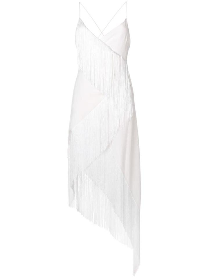 Givenchy Asymmetric Fringe Embellished Dress - White
