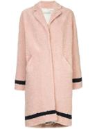 Tu Es Mon Trésor Contrast Fitted Coat - Pink & Purple