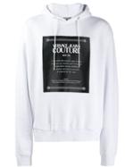 Versace Jeans Couture Brushed Fleece Label Print Hoodie - White